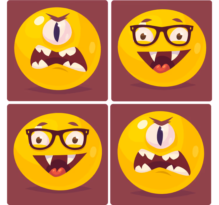 Sottobicchieri frikis faccine sorridenti stravaganti - TenStickers