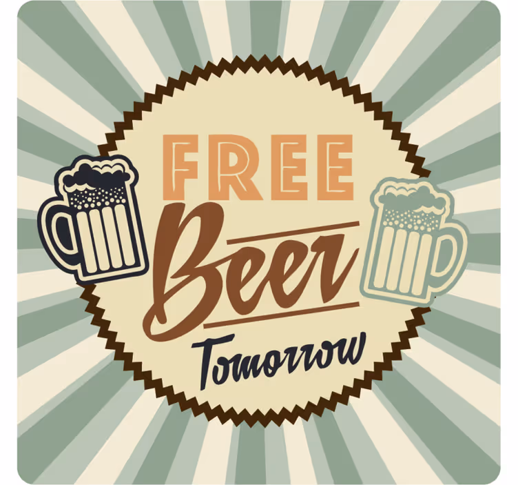 Sottobicchieri birra annuncio retro birra gratis - TenStickers