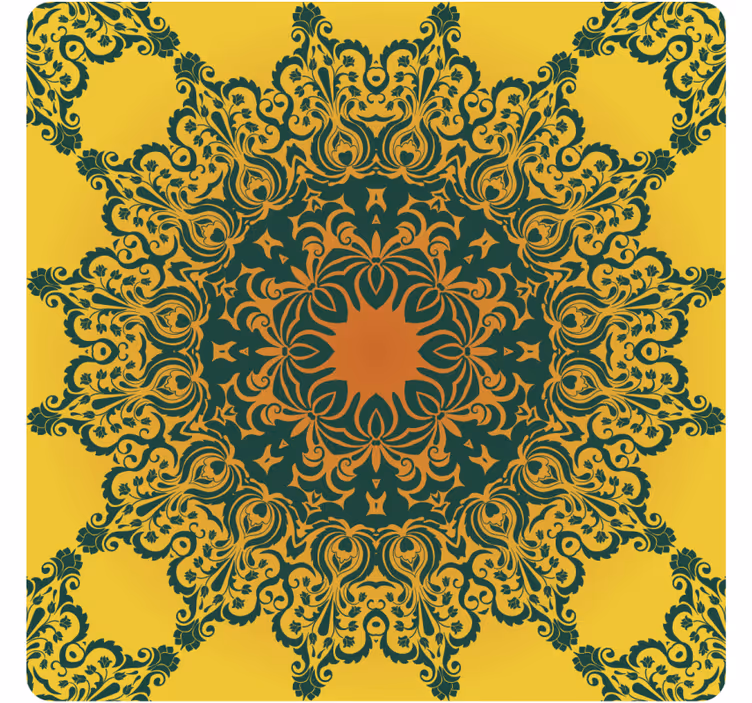 Sottobicchieri motivo giallo ornato - TenStickers