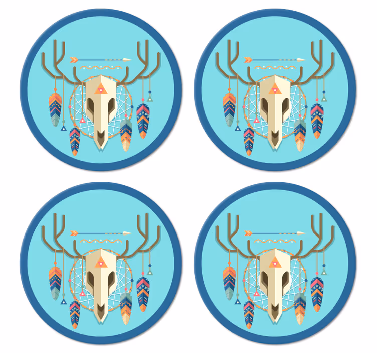 Sottobicchiere  personalizzato moderno Stile boho teschio - TenStickers