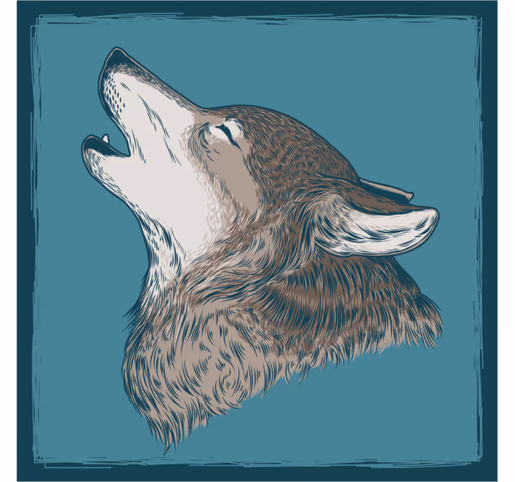 Sottobicchieri frikis illustrazione lupo ululante - TenStickers