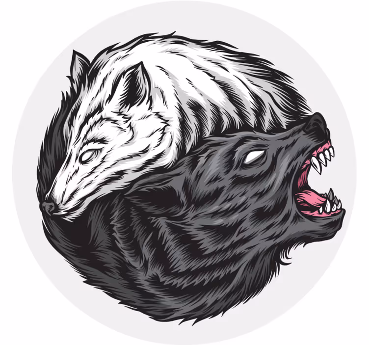 Sottobicchieri frikis teste di lupo a contrasto - TenStickers