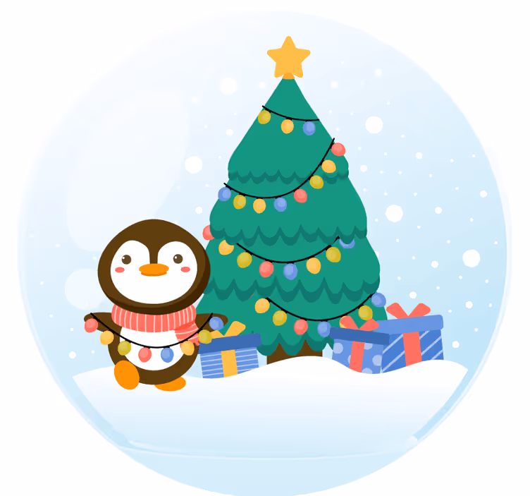 Sottobicchieri natalizi pinguino con albero di natale - TenStickers