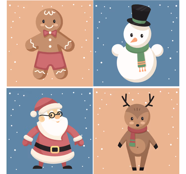 Sottobicchieri natalizi figure di pan di zenzero festive - TenStickers