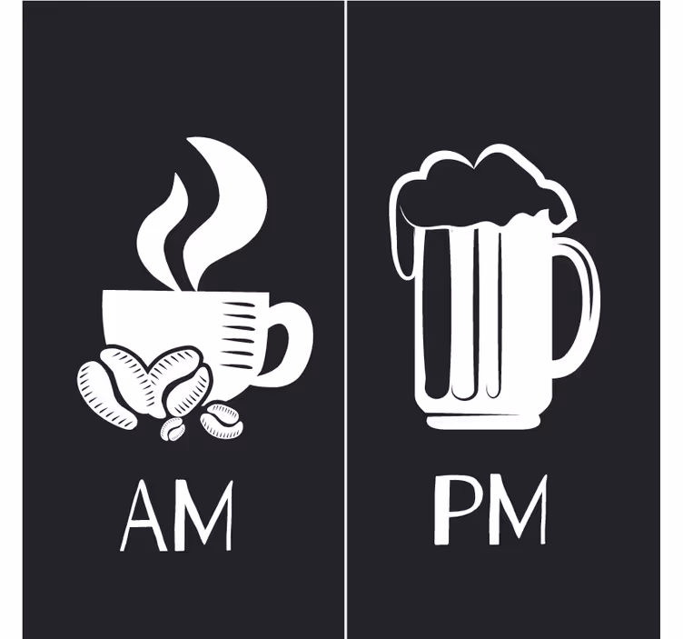 Sottobicchieri con frase caffè mattina birra sera - TenStickers