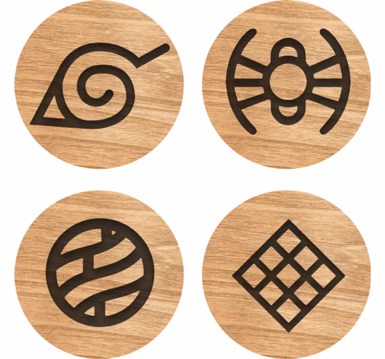Sottobicchieri frikis cerchi di legno simbolici - TenStickers