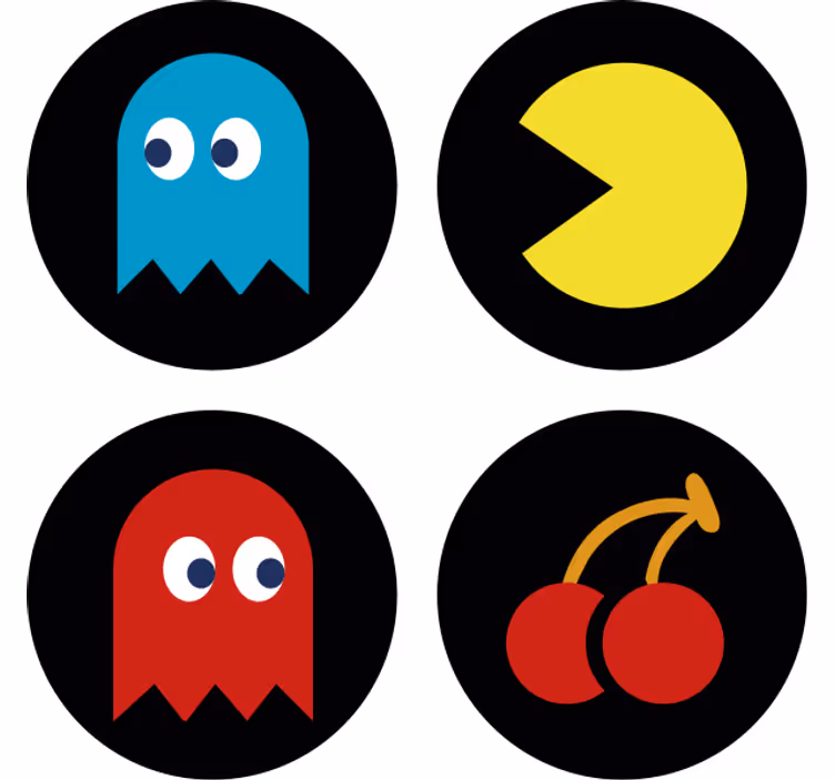 Sottobicchieri frikis icone retro colorate - TenStickers