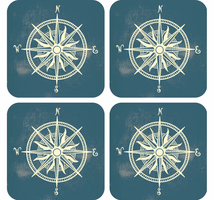 Sottobicchiere  tema vintage Compas sulla mappa del mondo - TenStickers