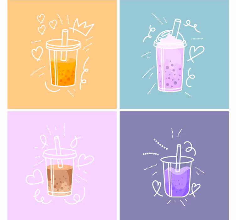 Sottobicchieri moderno illustrazioni di bevande colorate - TenStickers