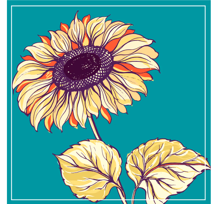 Sottobicchieri birra illustrazione girasole vivace - TenStickers