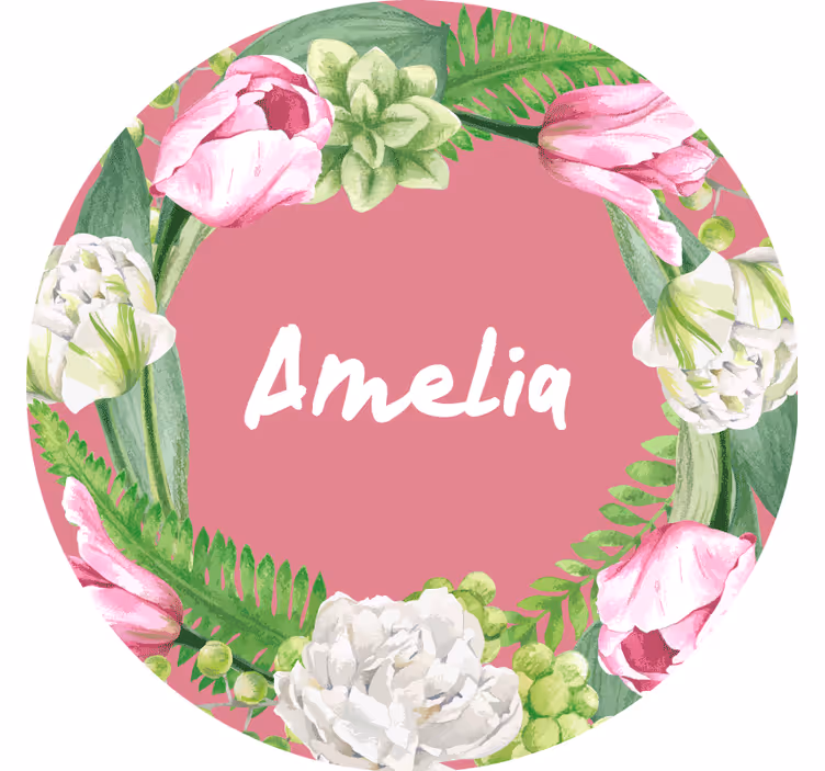 Sottobicchieri personalizzabili ghirlanda rosa floreale - TenStickers