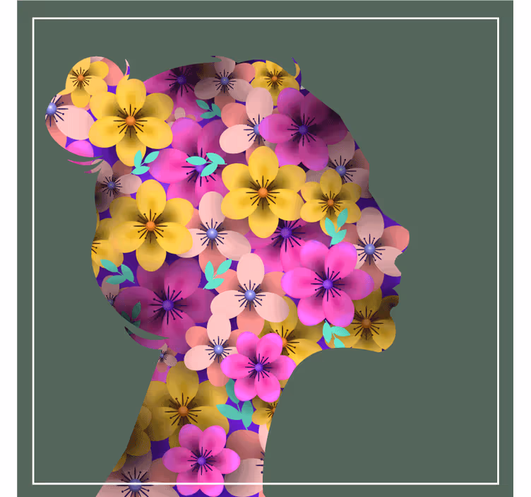 Sottobicchieri moderno profilo silhouette floreale - TenStickers