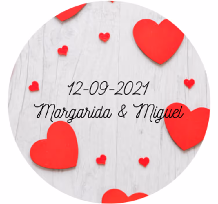 Sottobicchieri matrimonio cuori e personalizzazione data - TenStickers