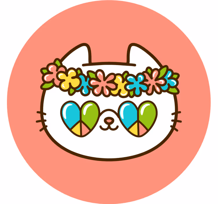 Sottobicchieri frikis gatto con corona di fiori - TenStickers