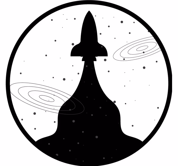 Sottobicchieri frikis silhouette di razzo con stelle - TenStickers