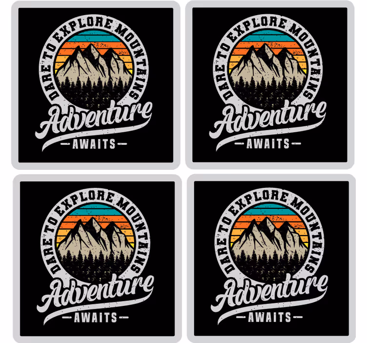 Sottobicchieri con frase avventura in montagna - TenStickers