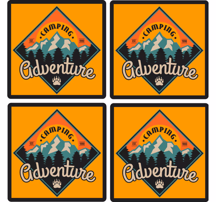 Sottobicchieri con frase distintivo avventura camping - TenStickers