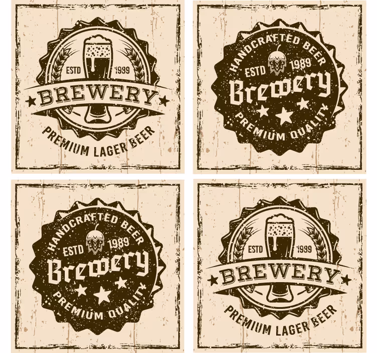Sottobicchieri birra design badge birreria vintage - TenStickers