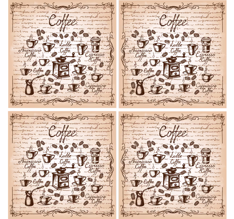 Sottobicchieri personalizzabili illustrazione tipi caffè - TenStickers