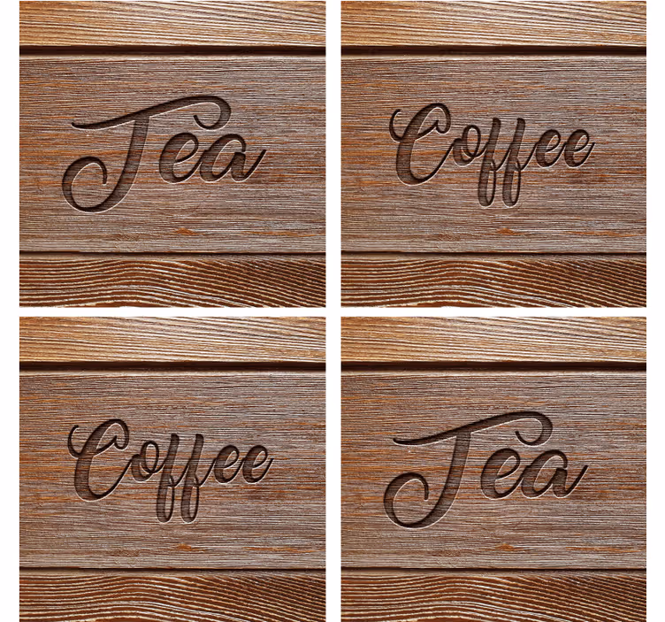 Sottobicchieri con frase etichette bevande legno - TenStickers
