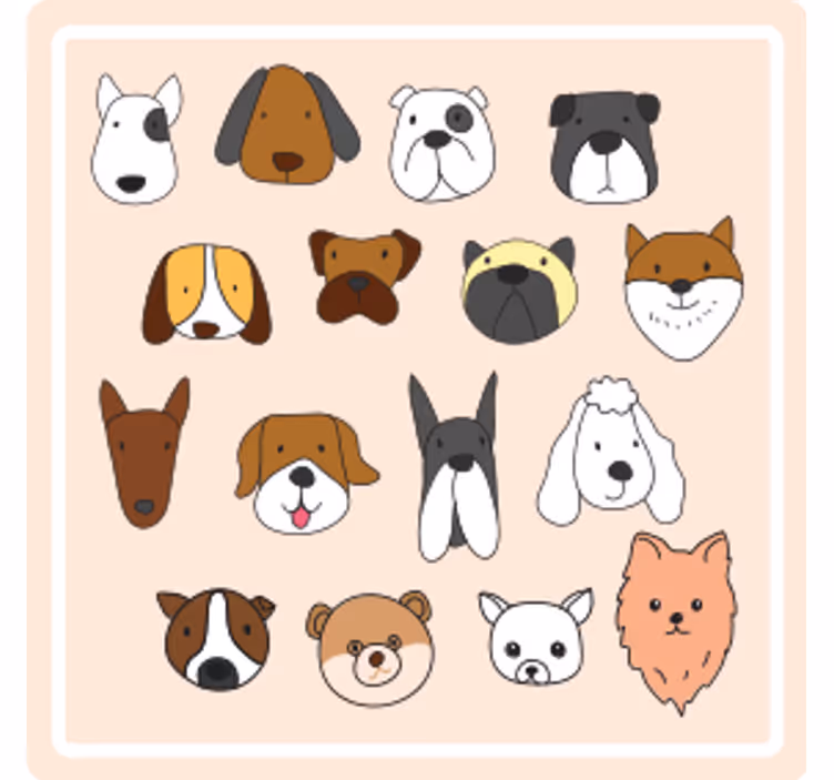 Sottobicchieri frikis faccine di animali carini - TenStickers