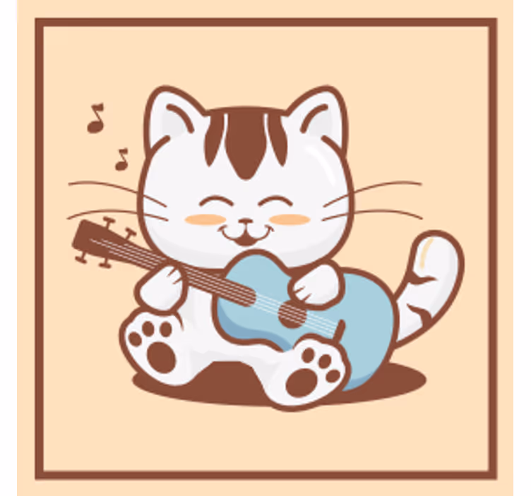 Sottobicchieri frikis gatto giocoso che suona la chitarra - TenStickers
