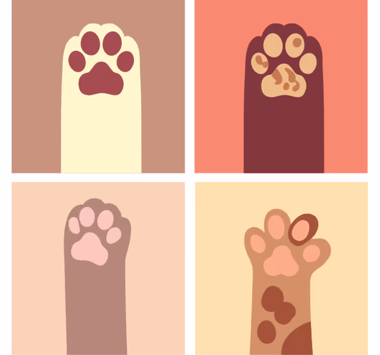 Sottobicchieri frikis con motivi a impronte di zampa - TenStickers