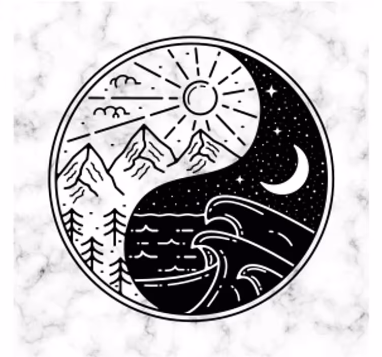 Sottobicchieri frikis contrasto montagna e onda - TenStickers