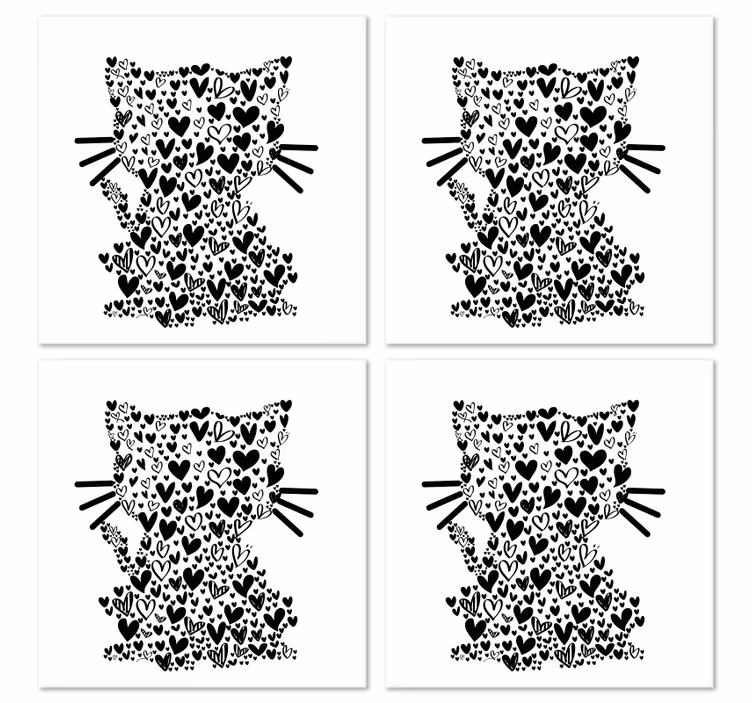 Sottobicchiere  personalizzato moderno Cuori di gatto - TenStickers