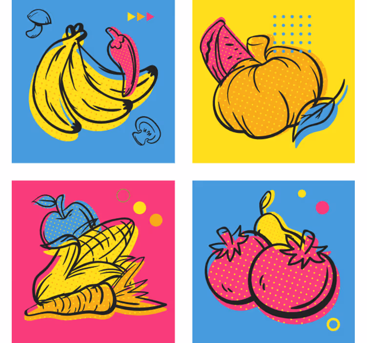 Sottobicchieri moderno illustrazioni di frutta colorata - TenStickers