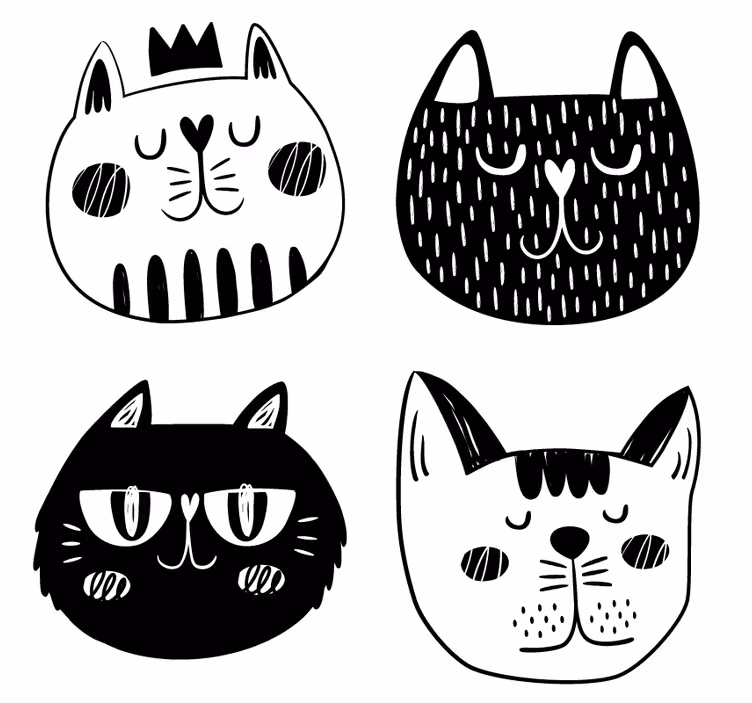 Sottobicchieri frikis illustrazioni di gatti giocosi - TenStickers