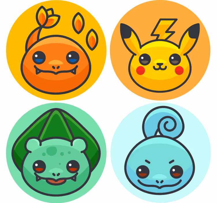 Sottobicchieri frikis personaggi dei cartoni carini - TenStickers