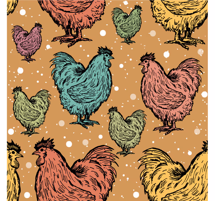 Sottobicchieri frikis con motivi di pollo colorati - TenStickers