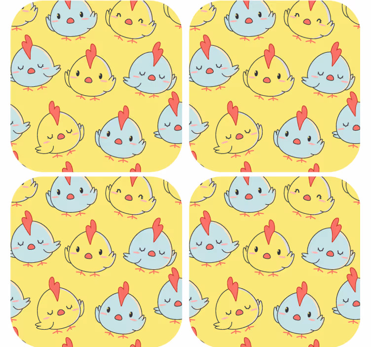 Sottobicchieri frikis facce di pollo carine - TenStickers