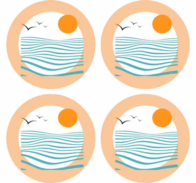 Sottobicchieri moderno motivo onde al tramonto - TenStickers