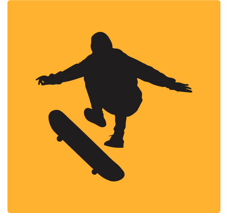 Sottobicchieri vintage silhouette di skater - TenStickers