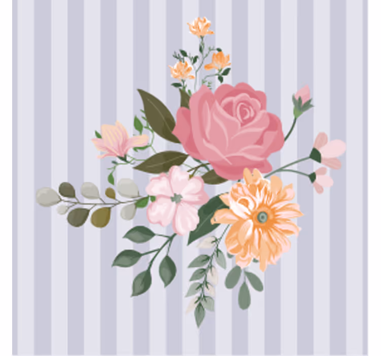 Sottobicchieri birra strisce con fiori - TenStickers