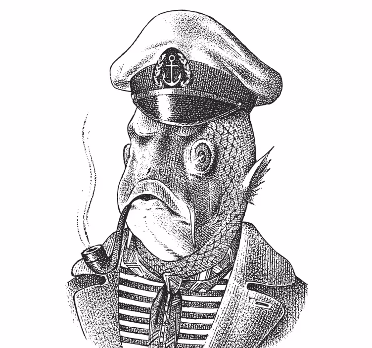 Sottobicchieri frikis personaggio pesce capitano - TenStickers