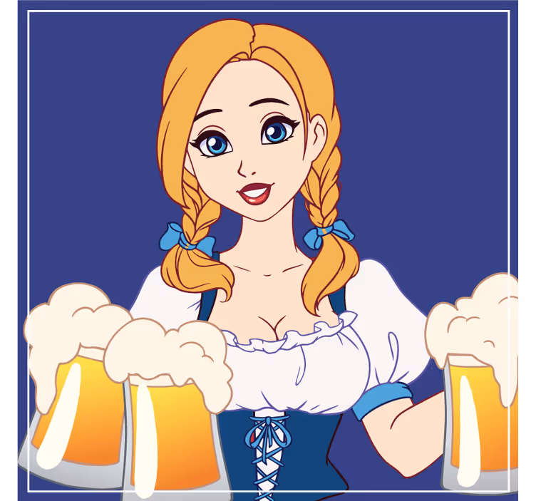 Sottobicchieri birra illustrazione barista allegra - TenStickers