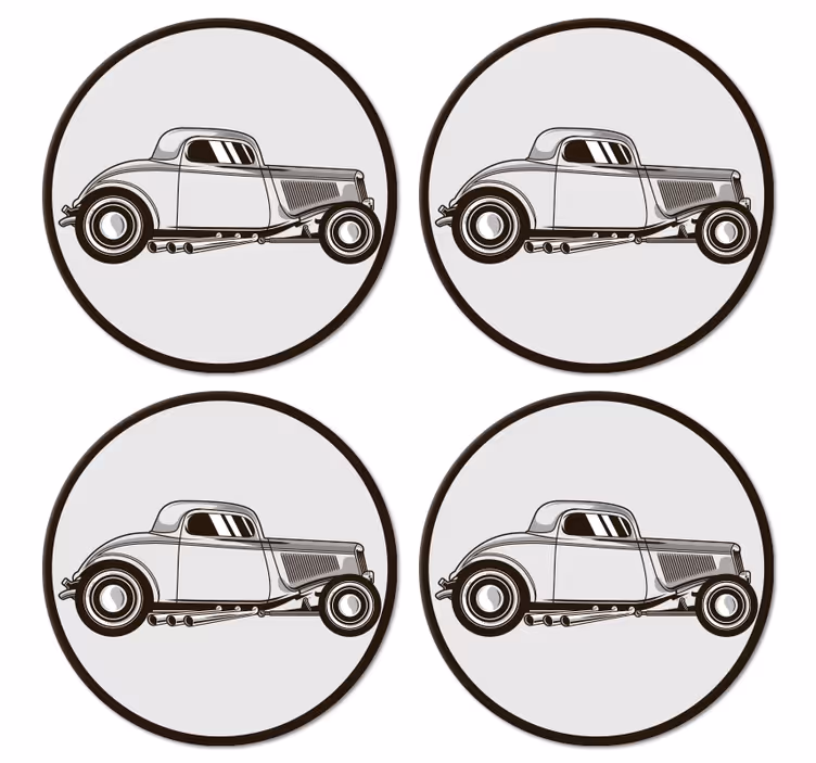 Sottobicchieri frikis silhouette auto classica - TenStickers