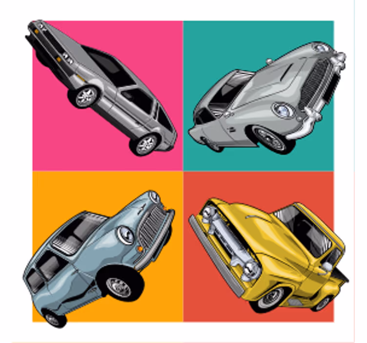 Sottobicchieri vintage quartetto di auto d'epoca - TenStickers