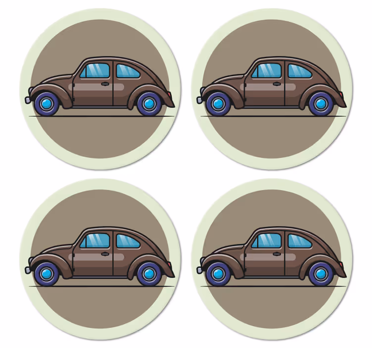 Sottobicchieri vintage illustrazione auto d'epoca - TenStickers