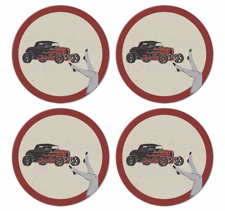 Sottobicchieri vintage rod caldo fiammeggiante - TenStickers