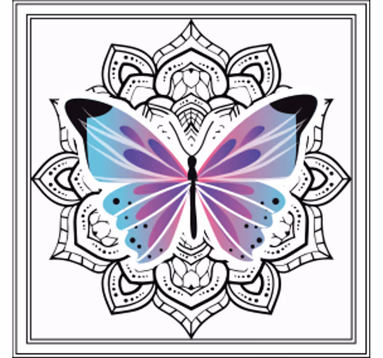 Sottobicchieri mandala farfalla colorata - TenStickers