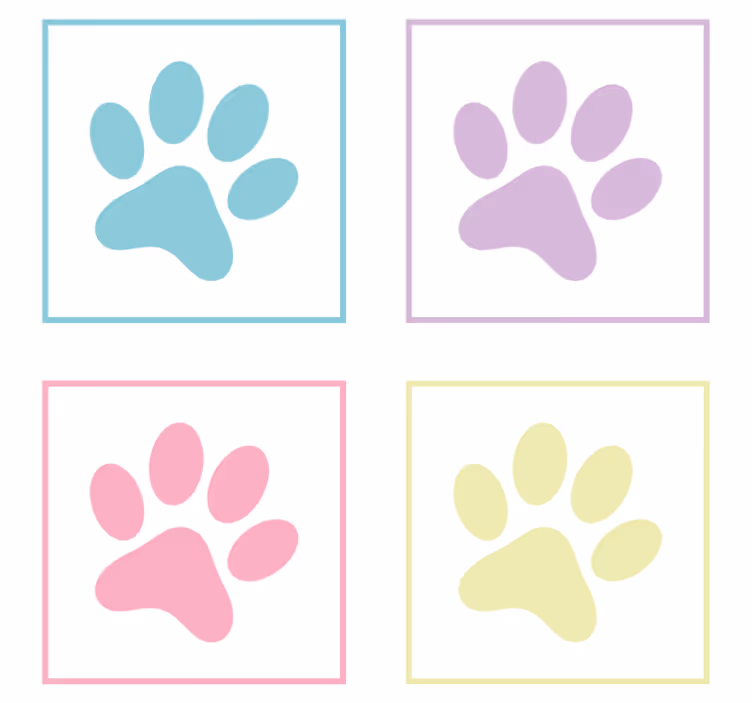 Sottobicchieri moderno impronte colorate di zampa - TenStickers