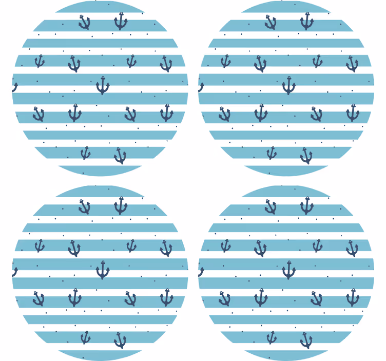 Sottobicchieri birra motivo ancore a righe nautiche - TenStickers