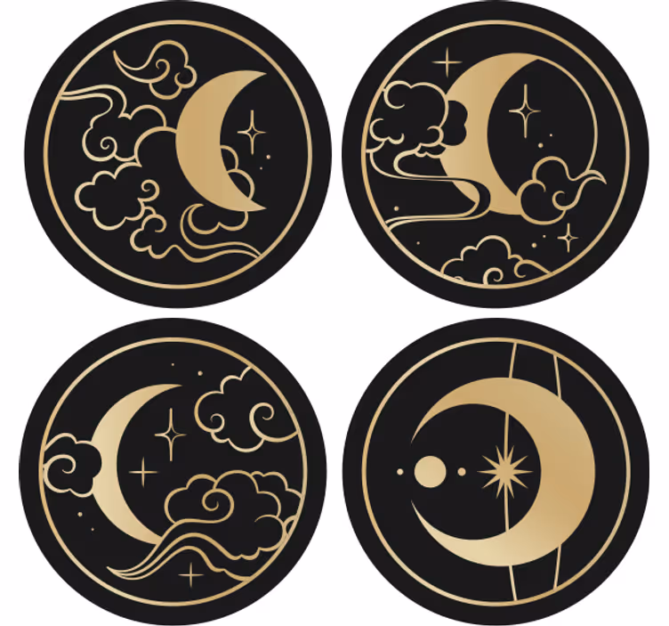 Sottobicchieri frikis motivi celesti di luna - TenStickers