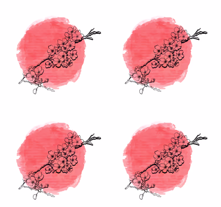 Sottobicchieri contorno floreale su rosa - TenStickers