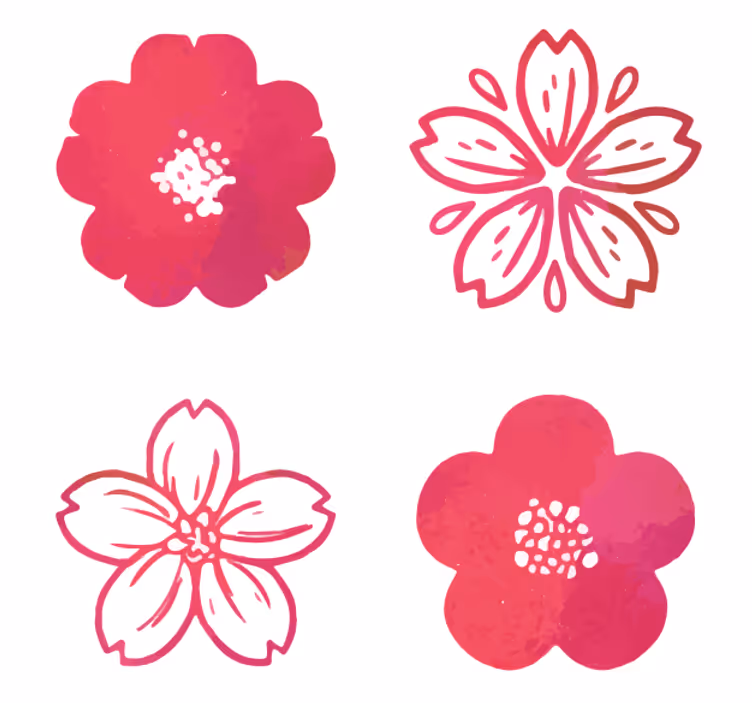 Sottobicchieri moderno elementi floreali rosa - TenStickers