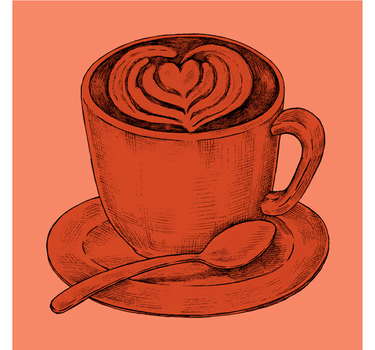 Sottobicchieri vintage tazza caffè a motivo cuore - TenStickers